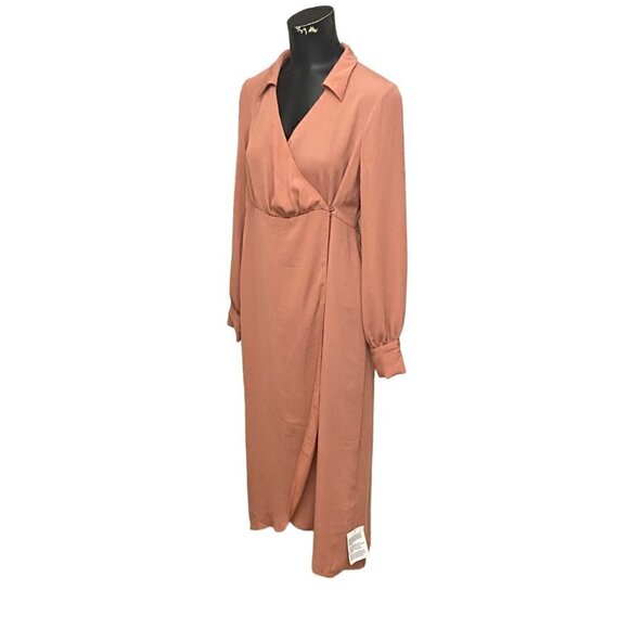 NEW ASOS DESIGN Maternity Wrap Midi Dress in Terracotta Size 4 - Picture 4 of 7